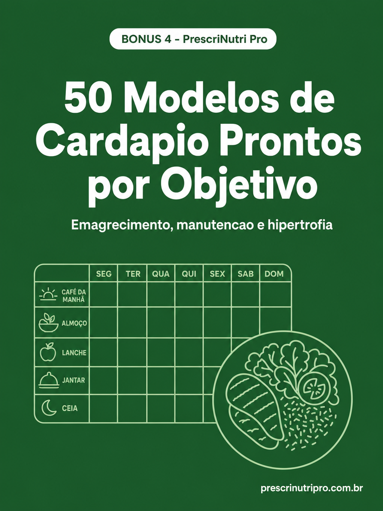 Capa do Bônus 4: 50 Modelos de Cardápio Prontos por Objetivo